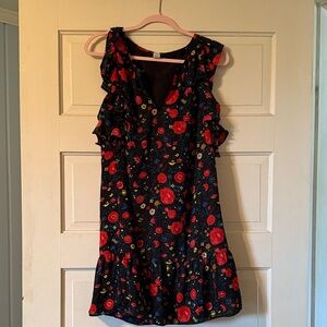 J. Crew Black Floral Mini Dress